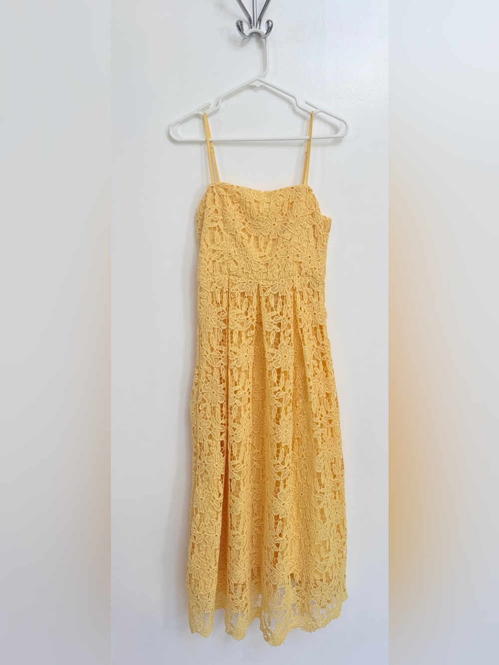 ASTR Yellow Crochet Lace Strap Dress